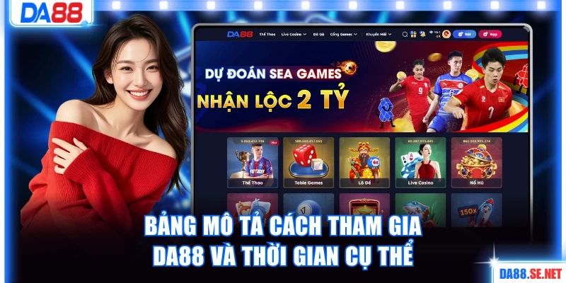 Bảng mô tả cách tham gia DA88 và thời gian cụ thể